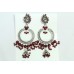 Handmade 925 Sterling Silver Jhumki Earrings with Red Onyx Stones Peacock Theme